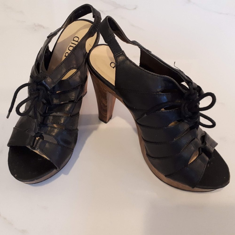 Preloved Diba black platform lace up heeled sandals, 6